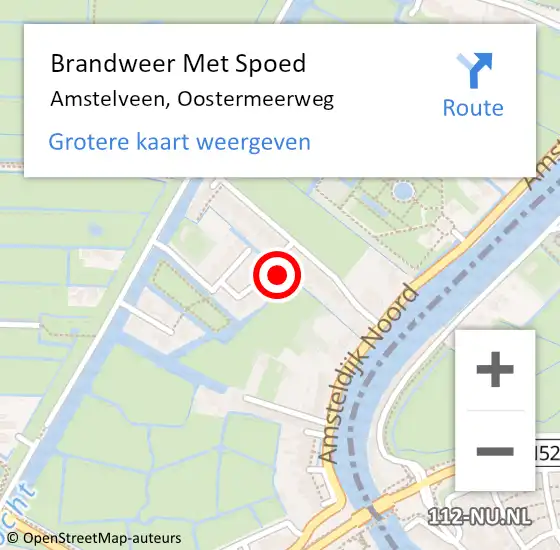 Locatie op kaart van de 112 melding: Brandweer Met Spoed Naar Amstelveen, Oostermeerweg op 2 november 2023 11:49