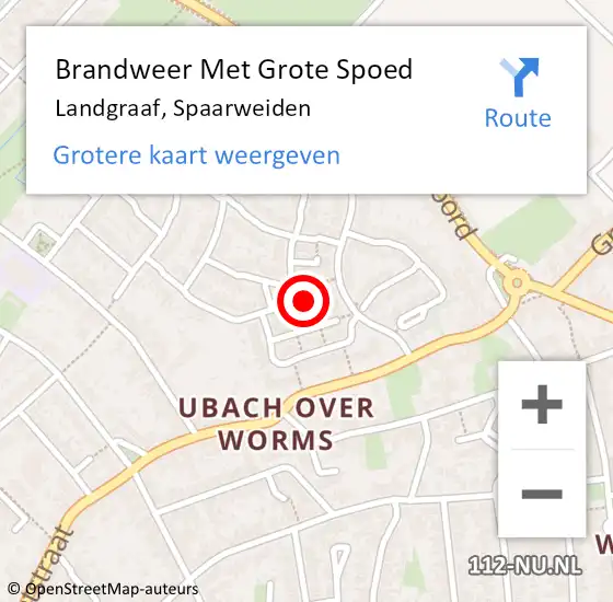 Locatie op kaart van de 112 melding: Brandweer Met Grote Spoed Naar Landgraaf, Spaarweiden op 2 november 2023 11:53