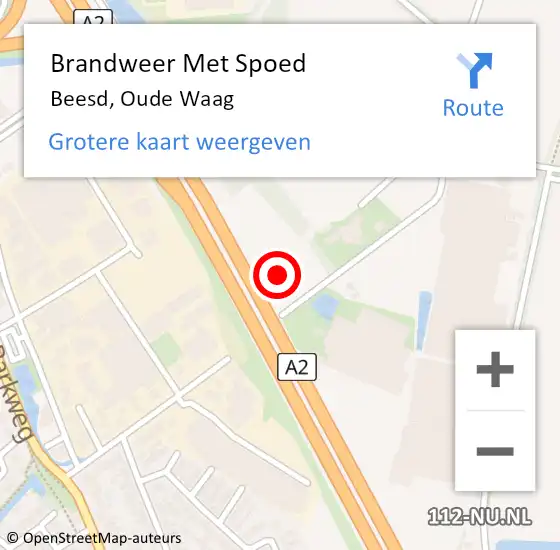 Locatie op kaart van de 112 melding: Brandweer Met Spoed Naar Beesd, Oude Waag op 2 november 2023 11:56