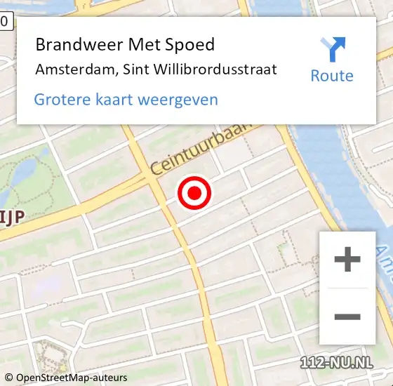 Locatie op kaart van de 112 melding: Brandweer Met Spoed Naar Amsterdam, Sint Willibrordusstraat op 2 november 2023 11:58