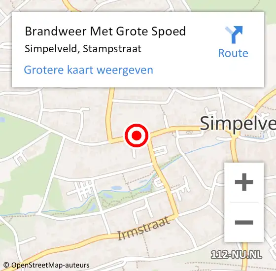 Locatie op kaart van de 112 melding: Brandweer Met Grote Spoed Naar Simpelveld, Stampstraat op 2 november 2023 12:07