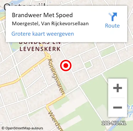 Locatie op kaart van de 112 melding: Brandweer Met Spoed Naar Moergestel, Van Rijckevorsellaan op 2 november 2023 12:14