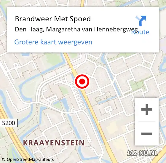 Locatie op kaart van de 112 melding: Brandweer Met Spoed Naar Den Haag, Margaretha van Hennebergweg op 2 november 2023 12:15