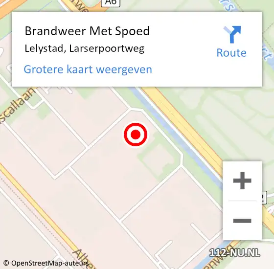 Locatie op kaart van de 112 melding: Brandweer Met Spoed Naar Lelystad, Larserpoortweg op 2 november 2023 12:18