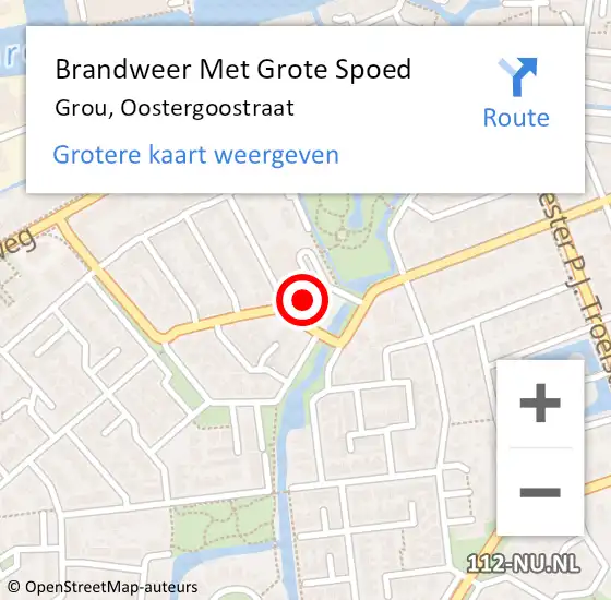 Locatie op kaart van de 112 melding: Brandweer Met Grote Spoed Naar Grou, Oostergoostraat op 2 november 2023 12:23