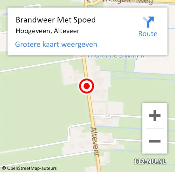 Locatie op kaart van de 112 melding: Brandweer Met Spoed Naar Hoogeveen, Alteveer op 13 september 2014 17:44