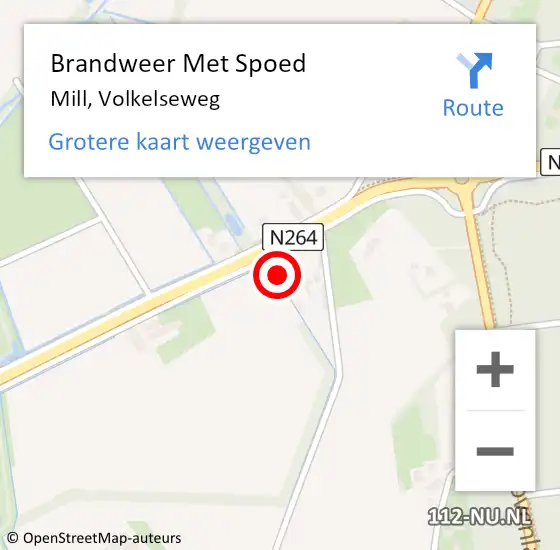 Locatie op kaart van de 112 melding: Brandweer Met Spoed Naar Mill, Volkelseweg op 2 november 2023 12:28