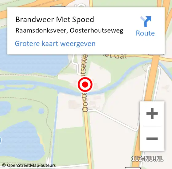 Locatie op kaart van de 112 melding: Brandweer Met Spoed Naar Raamsdonksveer, Oosterhoutseweg op 2 november 2023 12:30