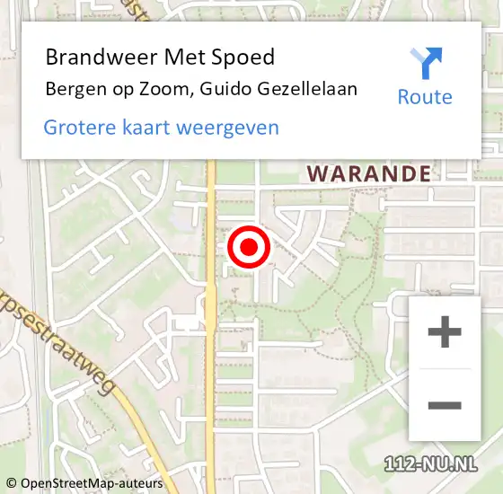 Locatie op kaart van de 112 melding: Brandweer Met Spoed Naar Bergen op Zoom, Guido Gezellelaan op 2 november 2023 12:35