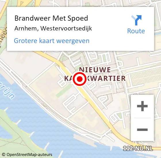 Locatie op kaart van de 112 melding: Brandweer Met Spoed Naar Arnhem, Westervoortsedijk op 2 november 2023 12:35