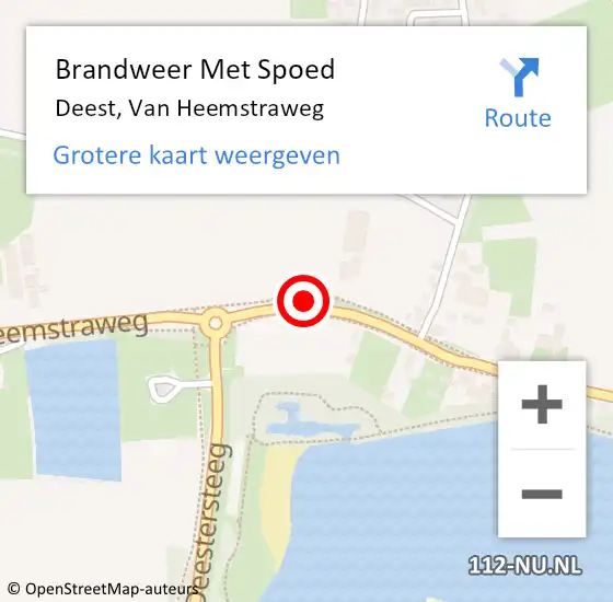 Locatie op kaart van de 112 melding: Brandweer Met Spoed Naar Deest, Van Heemstraweg op 2 november 2023 12:35