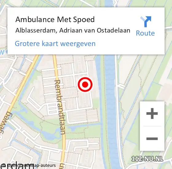 Locatie op kaart van de 112 melding: Ambulance Met Spoed Naar Alblasserdam, Adriaan van Ostadelaan op 2 november 2023 12:37