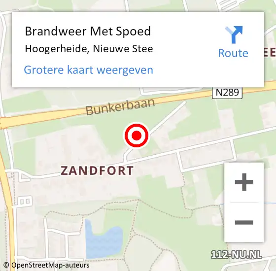 Locatie op kaart van de 112 melding: Brandweer Met Spoed Naar Hoogerheide, Nieuwe Stee op 2 november 2023 12:37