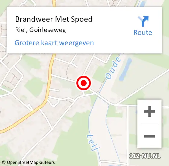 Locatie op kaart van de 112 melding: Brandweer Met Spoed Naar Riel, Goirleseweg op 2 november 2023 12:39