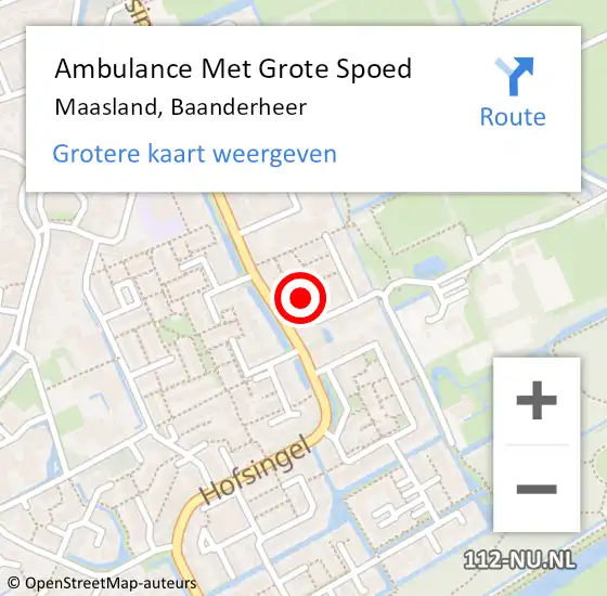 Locatie op kaart van de 112 melding: Ambulance Met Grote Spoed Naar Maasland, Baanderheer op 2 november 2023 12:39