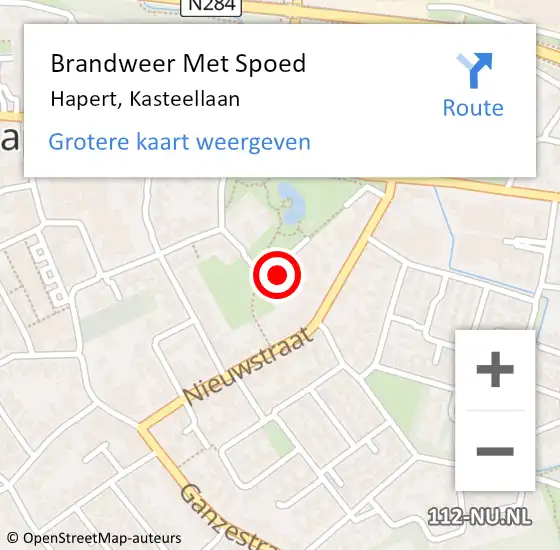 Locatie op kaart van de 112 melding: Brandweer Met Spoed Naar Hapert, Kasteellaan op 2 november 2023 12:40