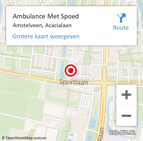 Locatie op kaart van de 112 melding: Ambulance Met Spoed Naar Amstelveen, Acacialaan op 2 november 2023 12:44