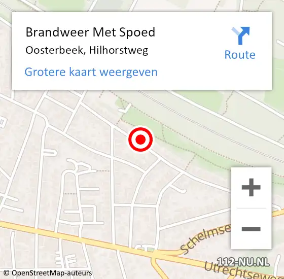 Locatie op kaart van de 112 melding: Brandweer Met Spoed Naar Oosterbeek, Hilhorstweg op 2 november 2023 12:57