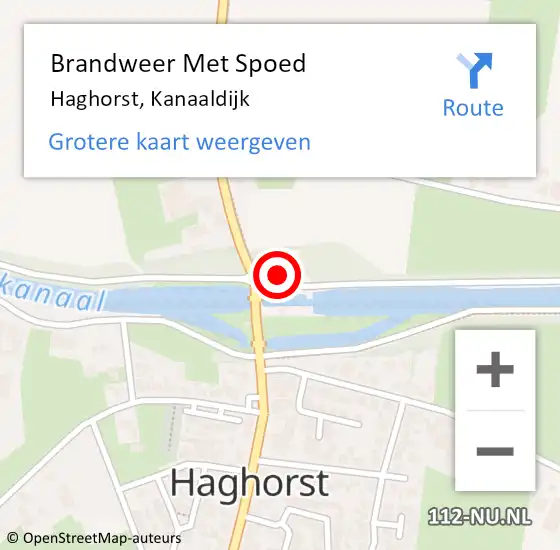 Locatie op kaart van de 112 melding: Brandweer Met Spoed Naar Haghorst, Kanaaldijk op 2 november 2023 12:57