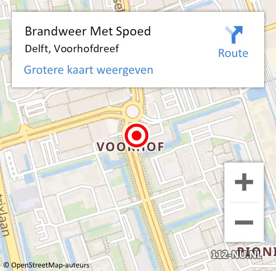 Locatie op kaart van de 112 melding: Brandweer Met Spoed Naar Delft, Voorhofdreef op 2 november 2023 12:58