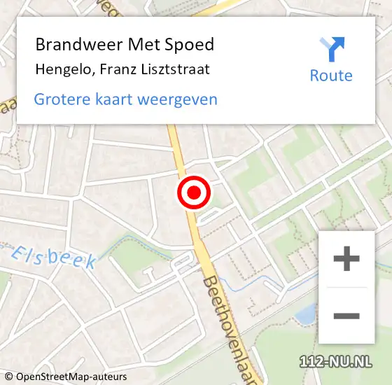 Locatie op kaart van de 112 melding: Brandweer Met Spoed Naar Hengelo, Franz Lisztstraat op 2 november 2023 12:59