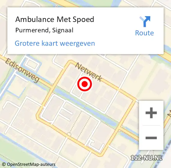 Locatie op kaart van de 112 melding: Ambulance Met Spoed Naar Purmerend, Signaal op 2 november 2023 13:08