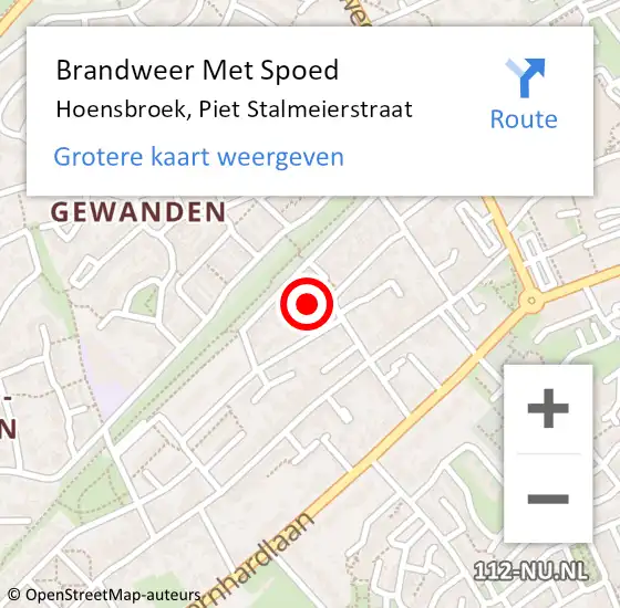 Locatie op kaart van de 112 melding: Brandweer Met Spoed Naar Hoensbroek, Piet Stalmeierstraat op 2 november 2023 13:09