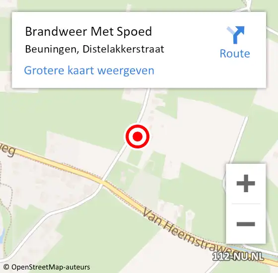 Locatie op kaart van de 112 melding: Brandweer Met Spoed Naar Beuningen, Distelakkerstraat op 2 november 2023 13:12