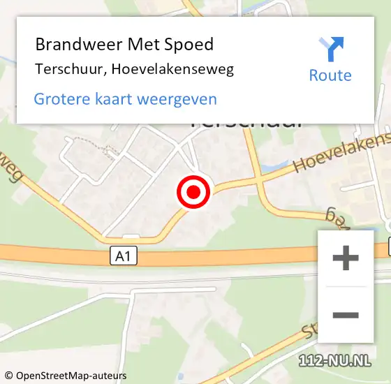 Locatie op kaart van de 112 melding: Brandweer Met Spoed Naar Terschuur, Hoevelakenseweg op 2 november 2023 13:13