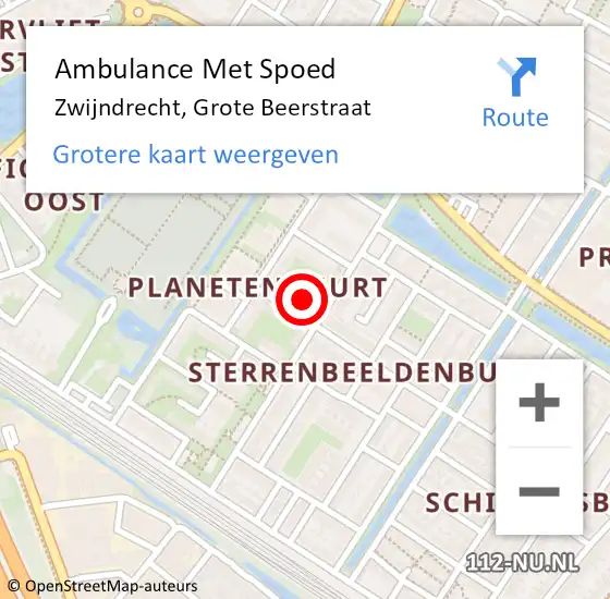 Locatie op kaart van de 112 melding: Ambulance Met Spoed Naar Zwijndrecht, Grote Beerstraat op 2 november 2023 13:14