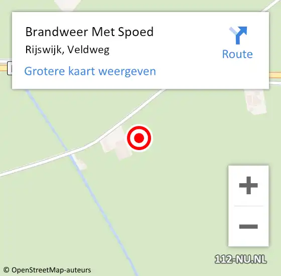 Locatie op kaart van de 112 melding: Brandweer Met Spoed Naar Rijswijk, Veldweg op 2 november 2023 13:15