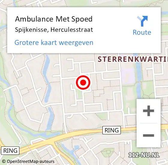 Locatie op kaart van de 112 melding: Ambulance Met Spoed Naar Spijkenisse, Herculesstraat op 2 november 2023 13:16