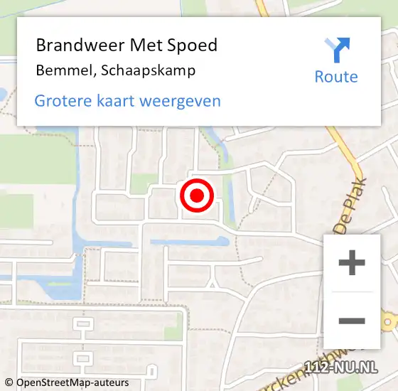 Locatie op kaart van de 112 melding: Brandweer Met Spoed Naar Bemmel, Schaapskamp op 2 november 2023 13:23