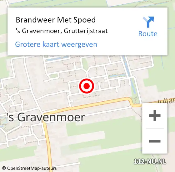 Locatie op kaart van de 112 melding: Brandweer Met Spoed Naar 's Gravenmoer, Grutterijstraat op 2 november 2023 13:23