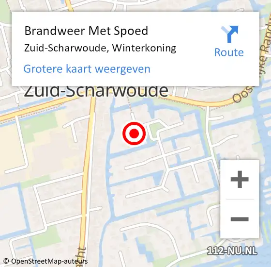 Locatie op kaart van de 112 melding: Brandweer Met Spoed Naar Zuid-Scharwoude, Winterkoning op 2 november 2023 13:25