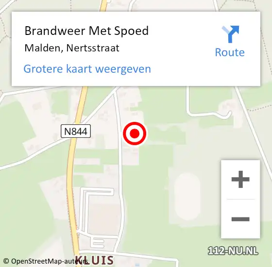 Locatie op kaart van de 112 melding: Brandweer Met Spoed Naar Malden, Nertsstraat op 2 november 2023 13:27