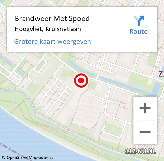 Locatie op kaart van de 112 melding: Brandweer Met Spoed Naar Hoogvliet, Kruisnetlaan op 2 november 2023 13:27