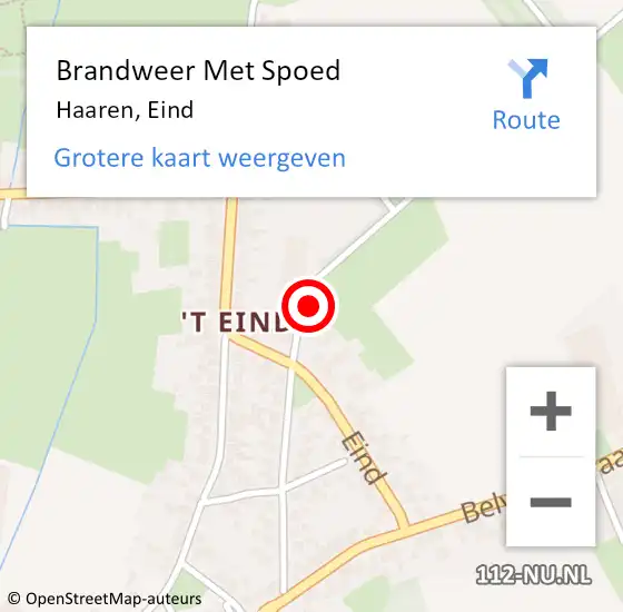 Locatie op kaart van de 112 melding: Brandweer Met Spoed Naar Haaren, Eind op 2 november 2023 13:28