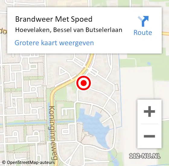 Locatie op kaart van de 112 melding: Brandweer Met Spoed Naar Hoevelaken, Bessel van Butselerlaan op 2 november 2023 13:29