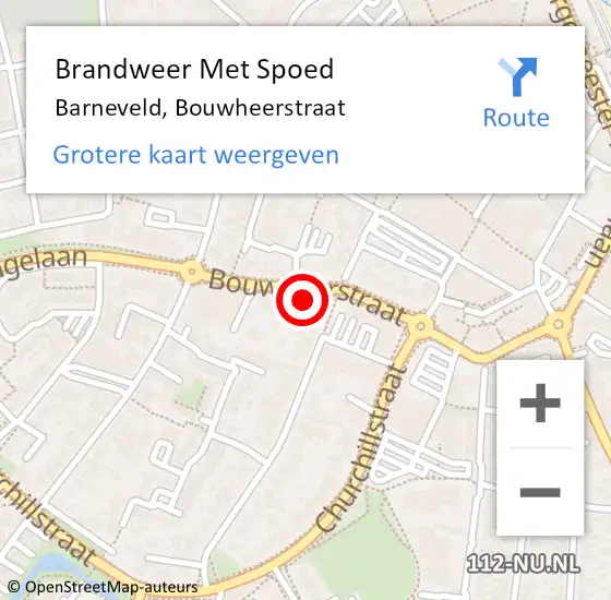 Locatie op kaart van de 112 melding: Brandweer Met Spoed Naar Barneveld, Bouwheerstraat op 2 november 2023 13:30