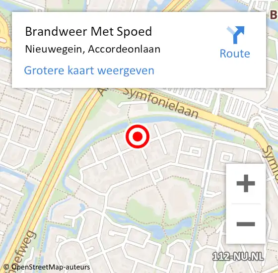 Locatie op kaart van de 112 melding: Brandweer Met Spoed Naar Nieuwegein, Accordeonlaan op 2 november 2023 13:36