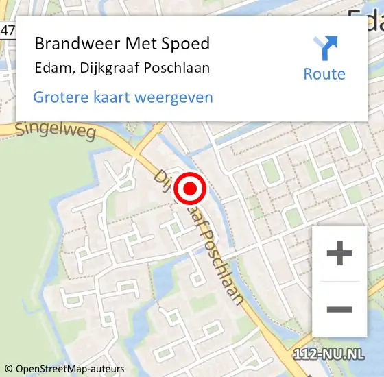 Locatie op kaart van de 112 melding: Brandweer Met Spoed Naar Edam, Dijkgraaf Poschlaan op 2 november 2023 13:38