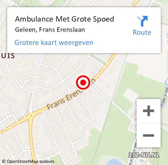 Locatie op kaart van de 112 melding: Ambulance Met Grote Spoed Naar Geleen, Frans Erenslaan op 2 november 2023 13:41