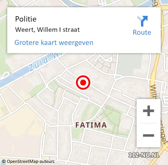 Locatie op kaart van de 112 melding: Politie Weert, Willem I straat op 2 november 2023 13:41