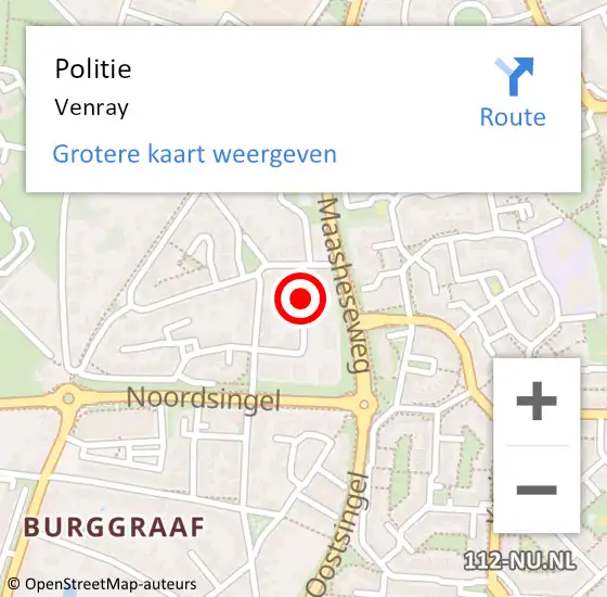 Locatie op kaart van de 112 melding: Politie Venray op 2 november 2023 13:44