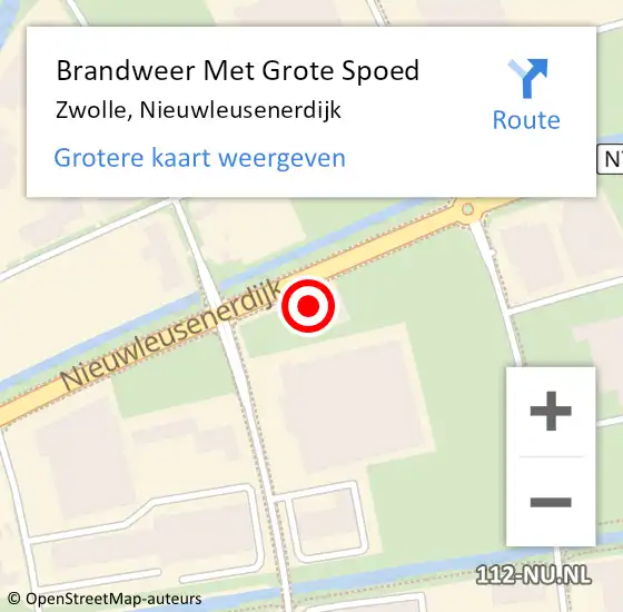 Locatie op kaart van de 112 melding: Brandweer Met Grote Spoed Naar Zwolle, Nieuwleusenerdijk op 2 november 2023 13:54