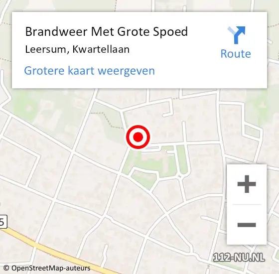 Locatie op kaart van de 112 melding: Brandweer Met Grote Spoed Naar Leersum, Kwartellaan op 2 november 2023 13:55