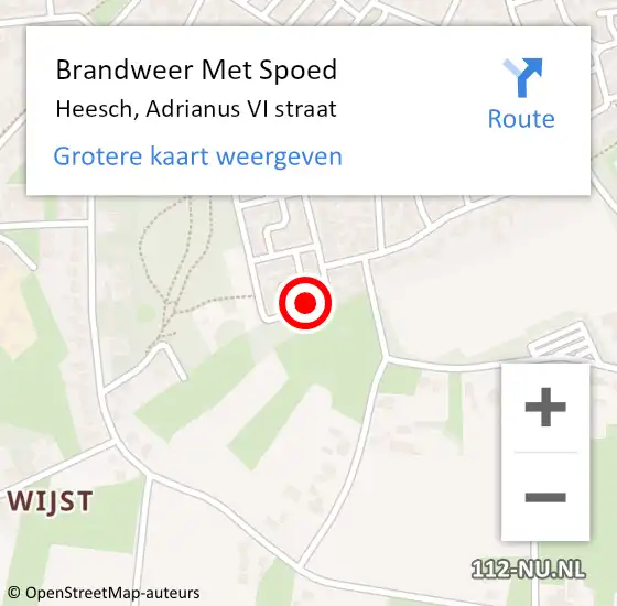 Locatie op kaart van de 112 melding: Brandweer Met Spoed Naar Heesch, Adrianus VI straat op 2 november 2023 13:55