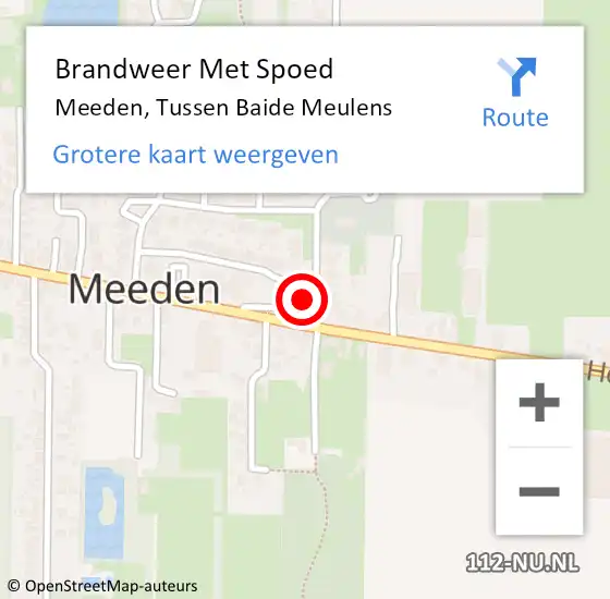 Locatie op kaart van de 112 melding: Brandweer Met Spoed Naar Meeden, Tussen Baide Meulens op 2 november 2023 13:55