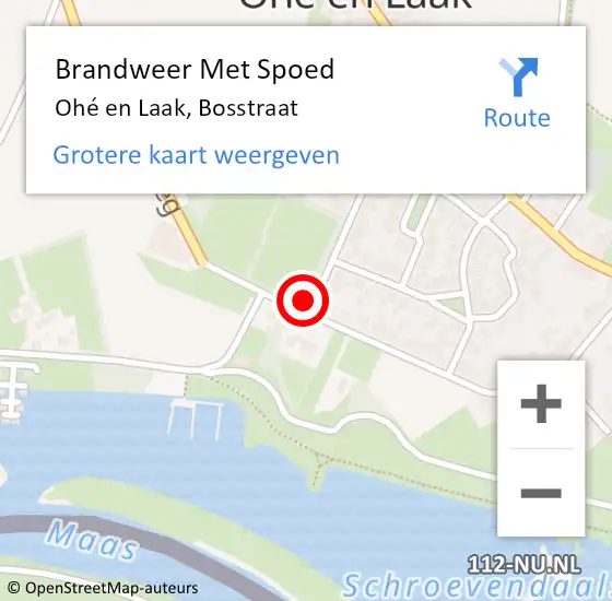 Locatie op kaart van de 112 melding: Brandweer Met Spoed Naar Ohé en Laak, Bosstraat op 2 november 2023 13:57